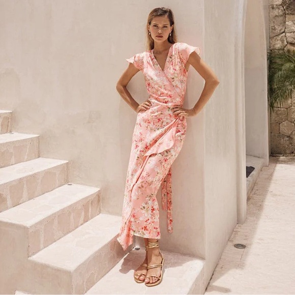 Sofia The Label Bloom Wrap Dress Pink Blossom Size 10 (Medium) NWT - Picture 1 of 8